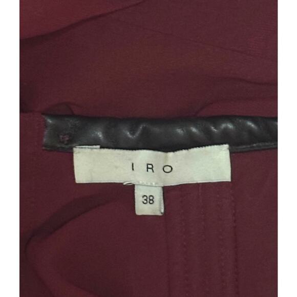 IRO PARIS Silk Blend Setani Mini Dress Sheath Ruched Burgundy Career Cocktail M - Picture 9 of 12